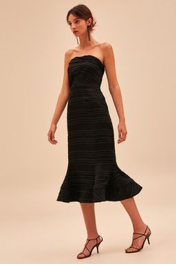 C/MEO Collective Solitude Midi Dress Black Size 6 for rent on The Volte - image 1