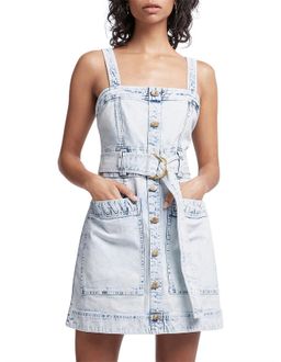 Aje Crafted Sleeveless Denim Mini Dress Acid Wash Size 6 for rent on The Volte - image 1