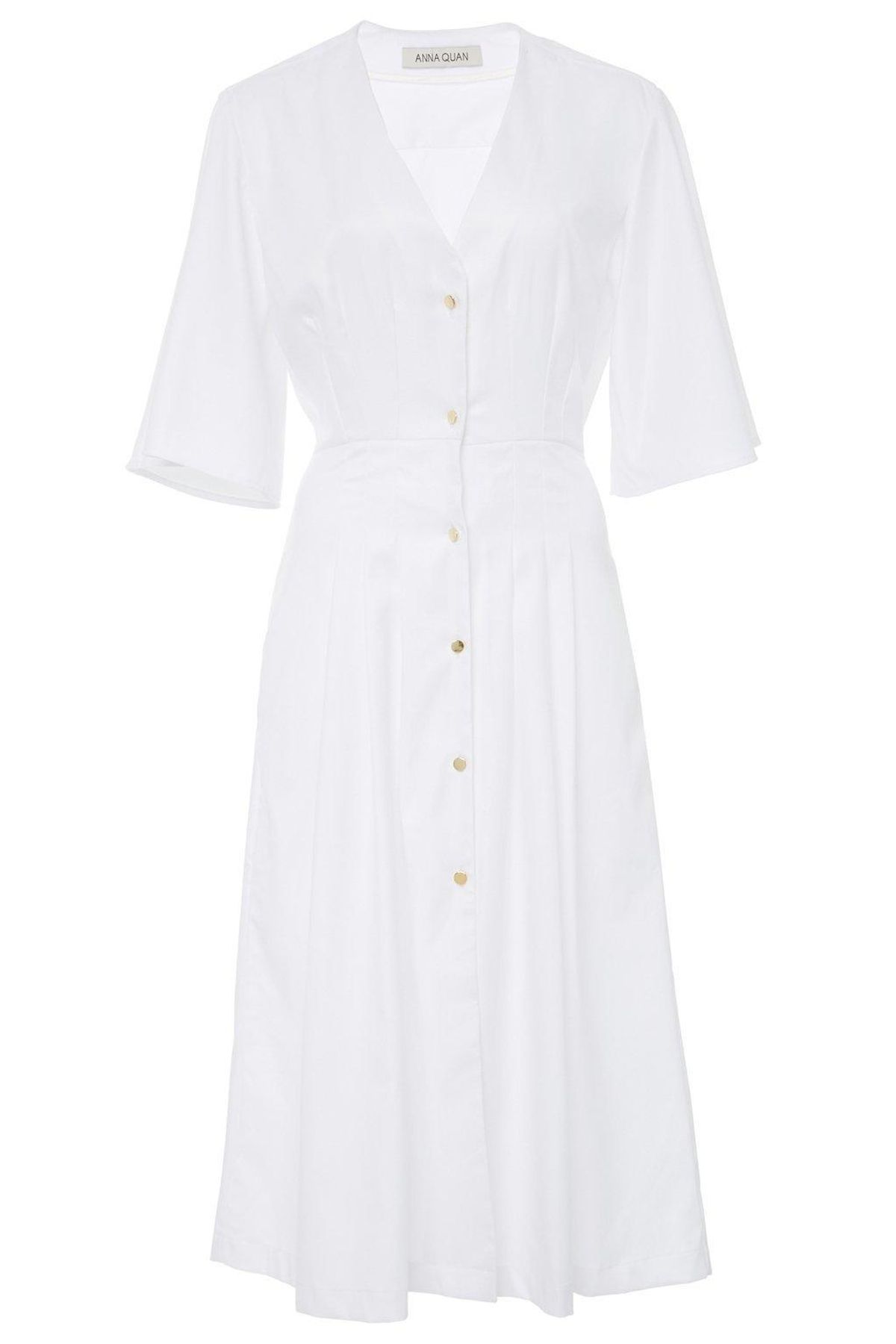 Anna Quan Olive Cotton Dress White Size 12 - Image 3