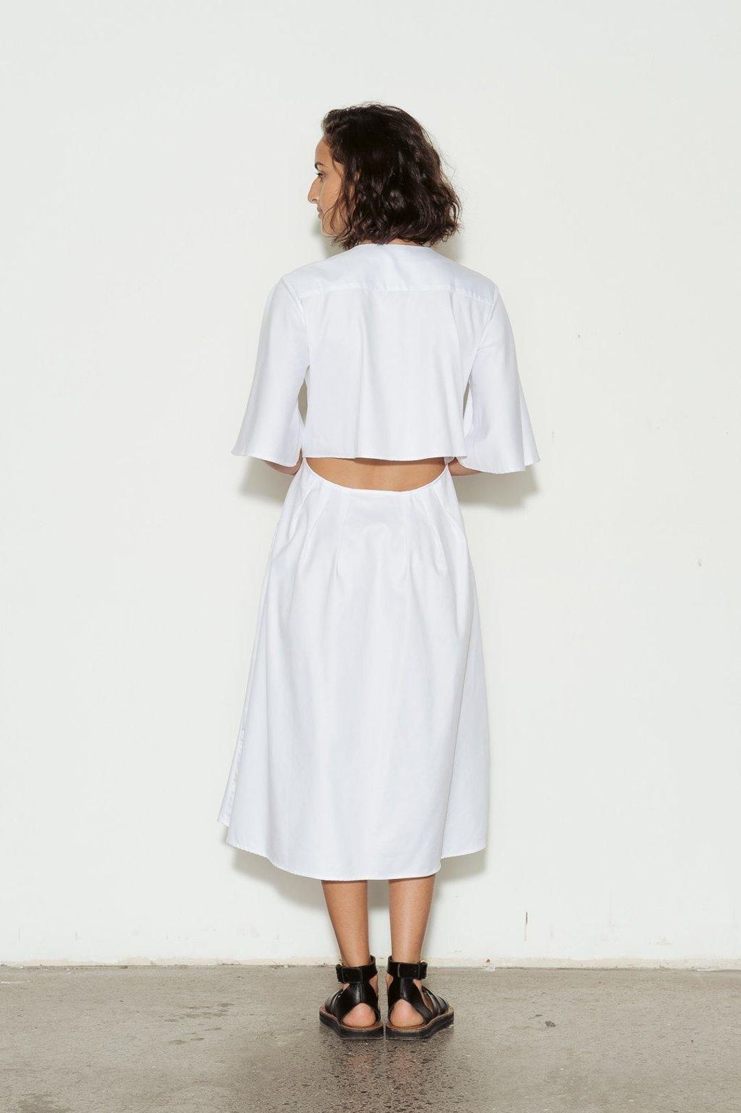 Anna Quan Olive Cotton Dress White Size 12 for rent on The Volte - main image
