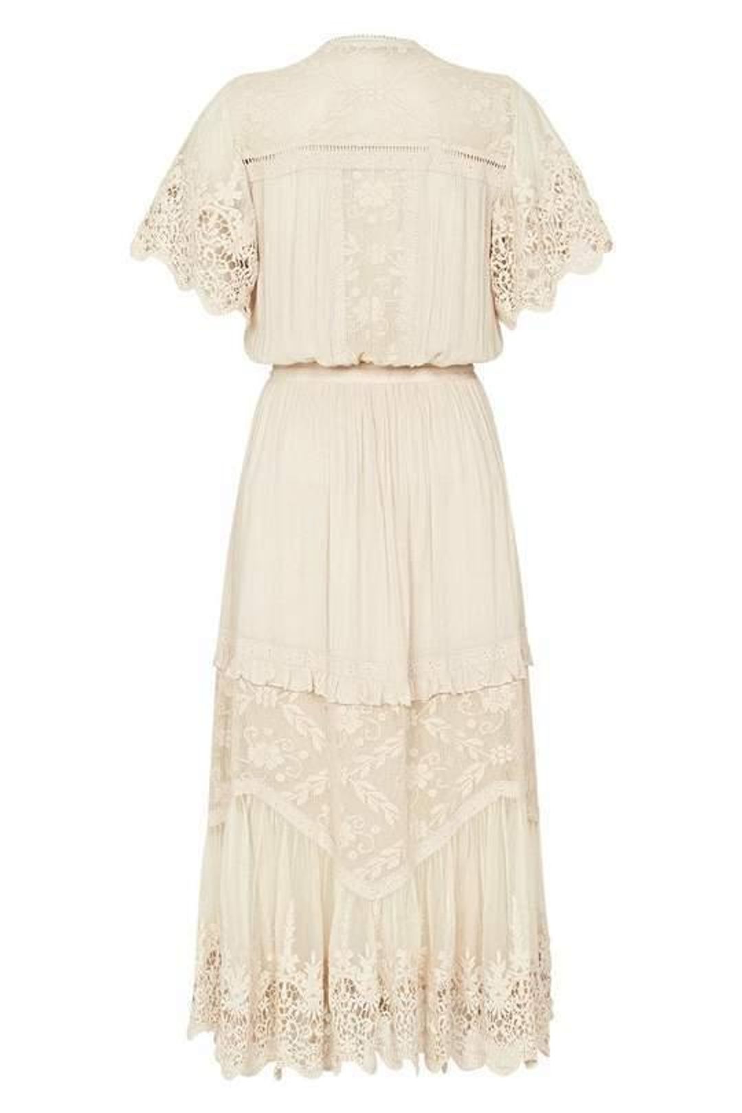 Spell Designs Maggie Embroidered Midi Dress Cream Size 10 for rent on The Volte - main image