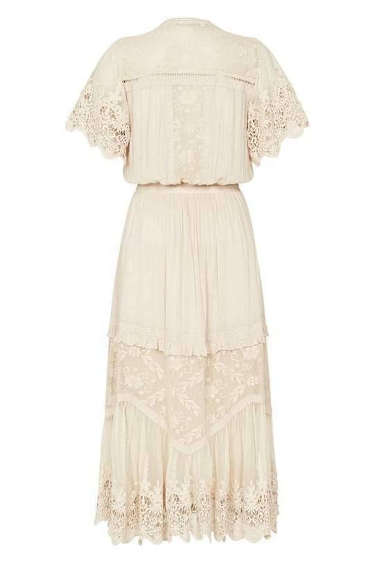 Spell Designs Maggie Embroidered Midi Dress Cream Size 10 - Image 5