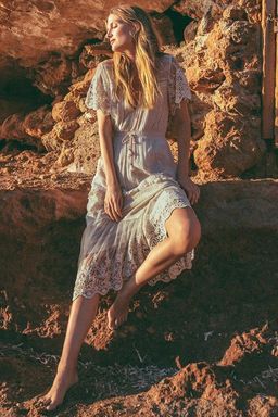 Spell Designs Maggie Embroidered Midi Dress Cream Size 10 for rent on The Volte - image 2