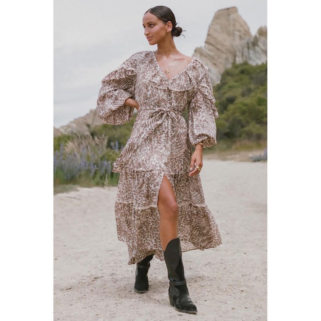 Spell Leopard Ada Gown Print Size 12 for rent on The Volte - main image