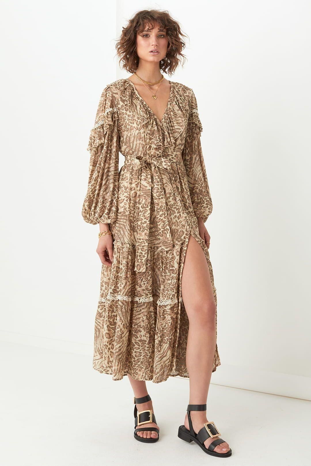 Spell Leopard Ada Gown Print Size 12 for rent on The Volte - main image