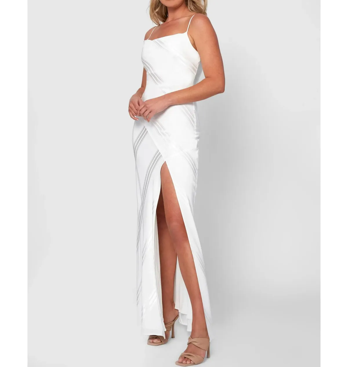 By Johnny Chelsey Slice Gown in Ivory Size AU 6 - Image 1