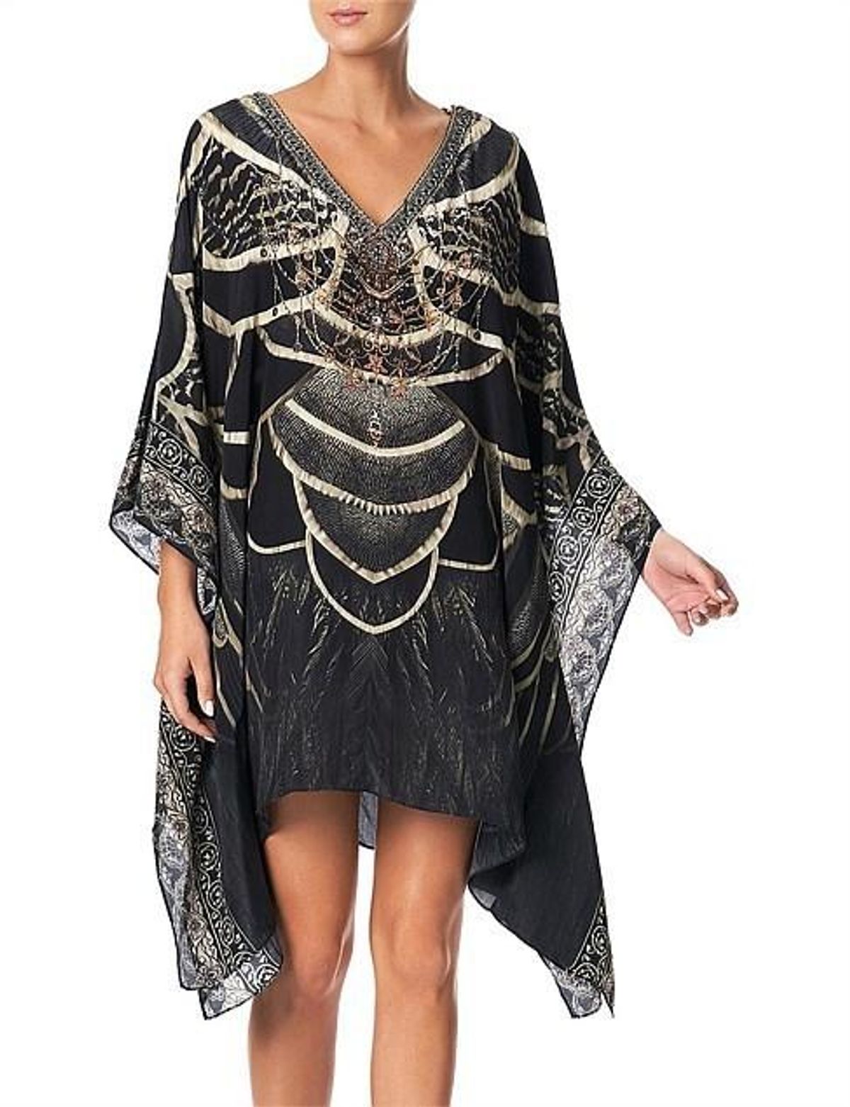 Camilla Under A Full Moon Kaftan with Button Up Sleeves Print Size 12 for rent on The Volte - main image