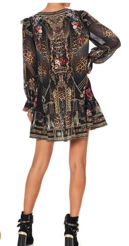 Camilla Gothic Goddess Ruffle Lace Up Dress Print Size XL for rent on The Volte - image 2