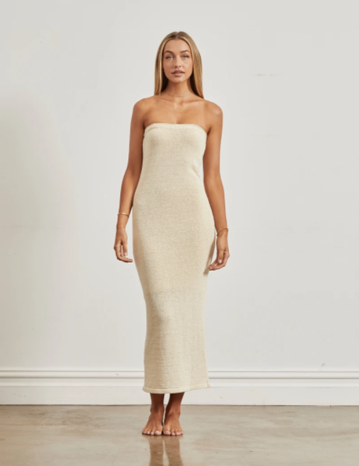 One Mile The Label Cora Strapless Maxi Dress Cream Size 10 - Image 1