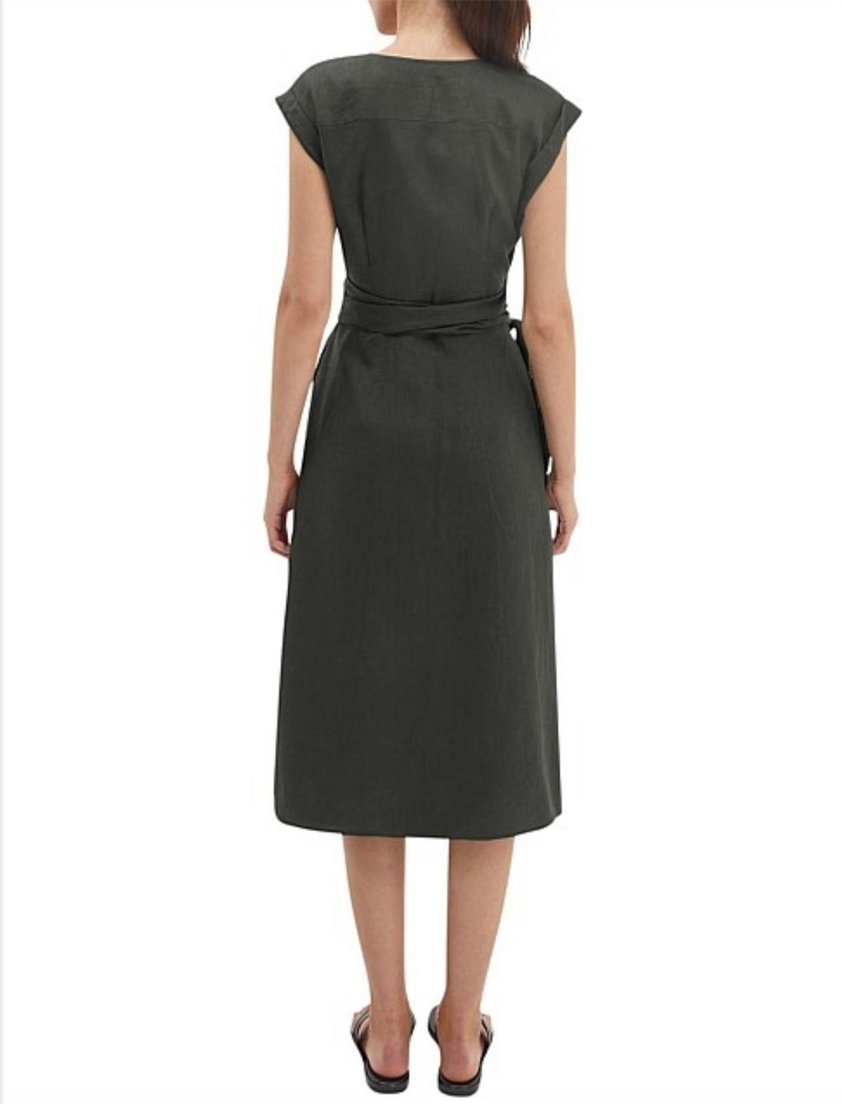 Saba Jasmine Linen Wrap Dress Green Size 6 - Image 3