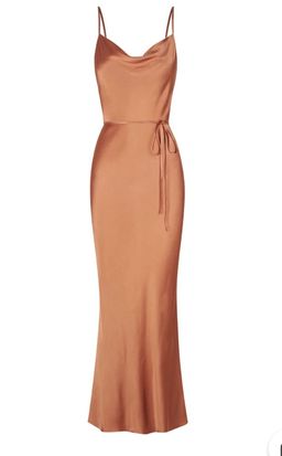 Shona Joy La Lune Bias Cowl Midi Dress Orange Size 8 for rent on The Volte - image 2