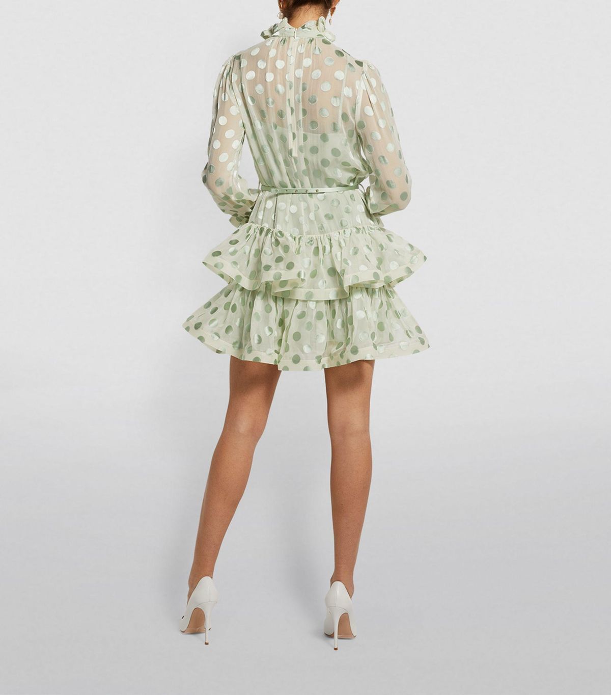 Zimmermann Polka Dot Lovestruck Fluted Mini Dress Mint Green Size 0 / AU 8 - Image 2