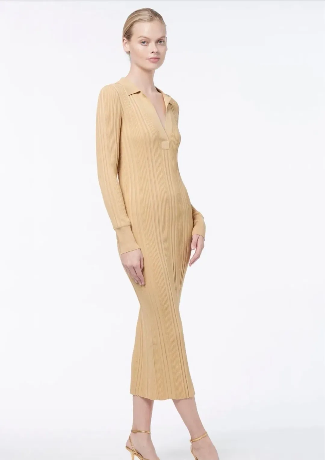 Manning Cartell Long Sleeve Knit Midi Dress Yellow Size 4 for rent on The Volte - main image