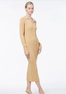 Manning Cartell Long Sleeve Knit Midi Dress Yellow Size 4 for rent on The Volte - image 1