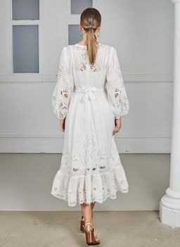 Zimmermann Lulu Scallop Midi Dress Ivory Size 8 for rent on The Volte - image 4