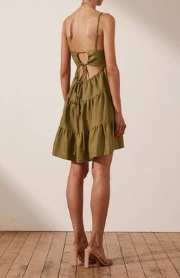 Shona Joy Lucille Linen Tiered Mini Dress Green Size 8 for rent on The Volte - image 2