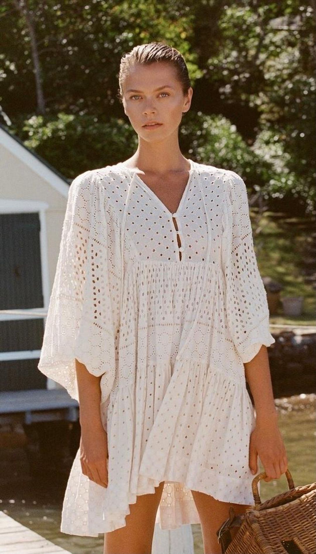 Shona Joy Vivienne Balloon Tiered Mini Dress White Size 8 for rent on The Volte - main image