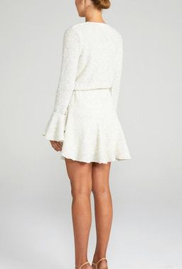 Shona Joy Aimee Frill Cuff Drawstring Mini Dress White Size 12 for rent on The Volte - image 2