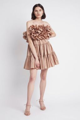 Aje Allure Tiered Mini Dress Brown Size 6 for rent on The Volte - image 1