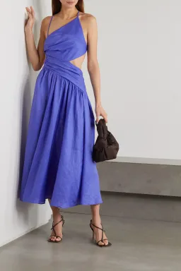 Zimmermann Tropicana Asymmetric Midi Dress Electric Blue Size 1/ AU 8 for rent on The Volte - image 1