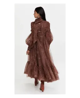 Zimmermann Tempo Ruched Glitter Gown Brown size 2 Size 12 for rent on The Volte - image 2