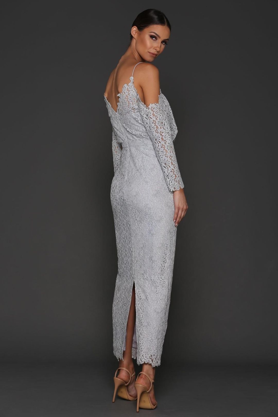 Elle Zeitoune Kendra Dress Gray Size 6 for rent on The Volte - main image