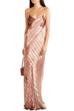 Michelle Mason Open-back devoré-velvet gown in Antique Rose Pink Size 10 for rent on The Volte - image 1