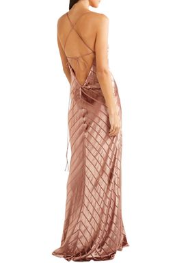 Michelle Mason Open-back devoré-velvet gown in Antique Rose Pink Size 10 for rent on The Volte - image 2