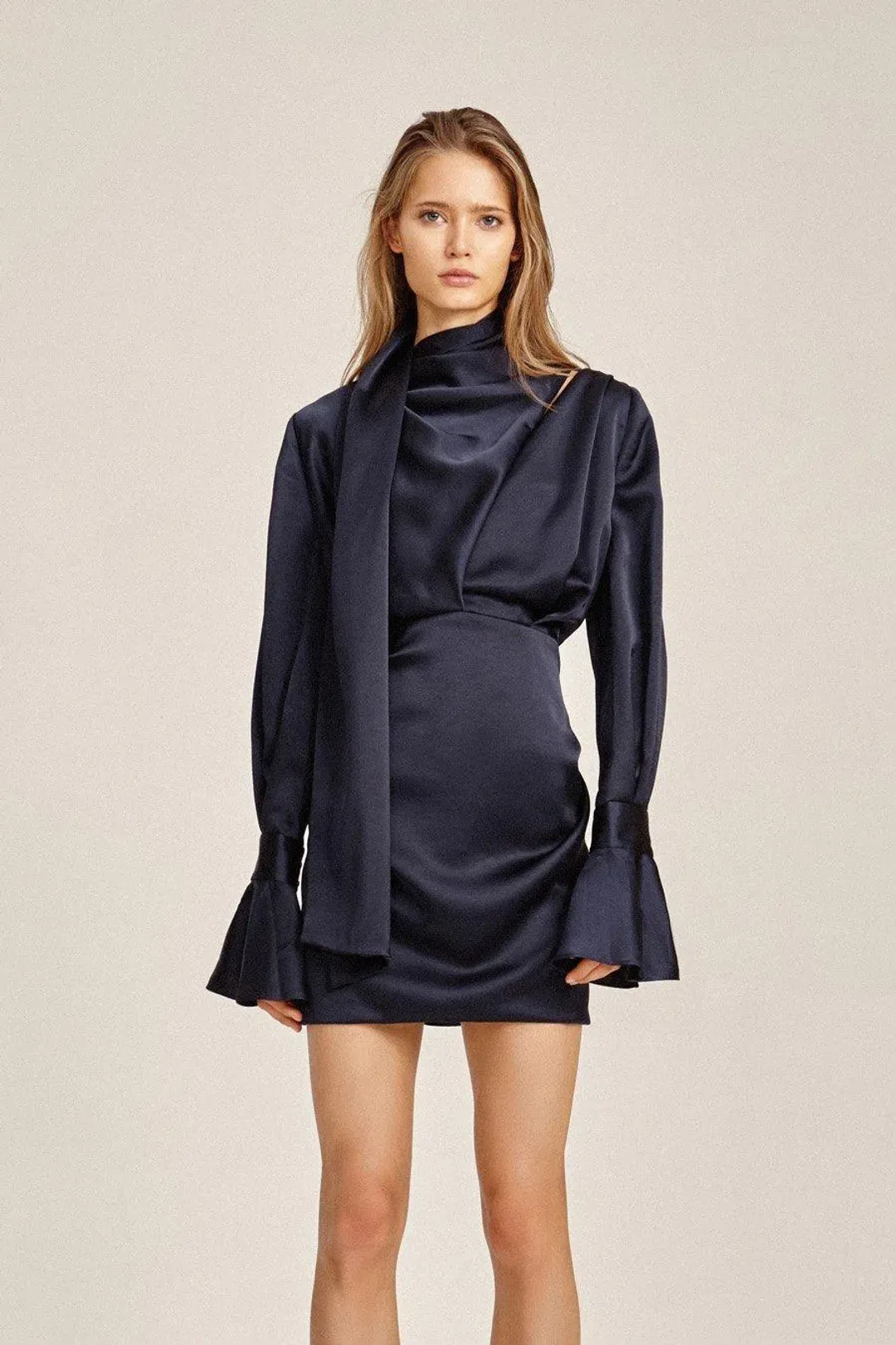 Acler Soto Mini Dress Navy Size 6 for rent on The Volte - main image
