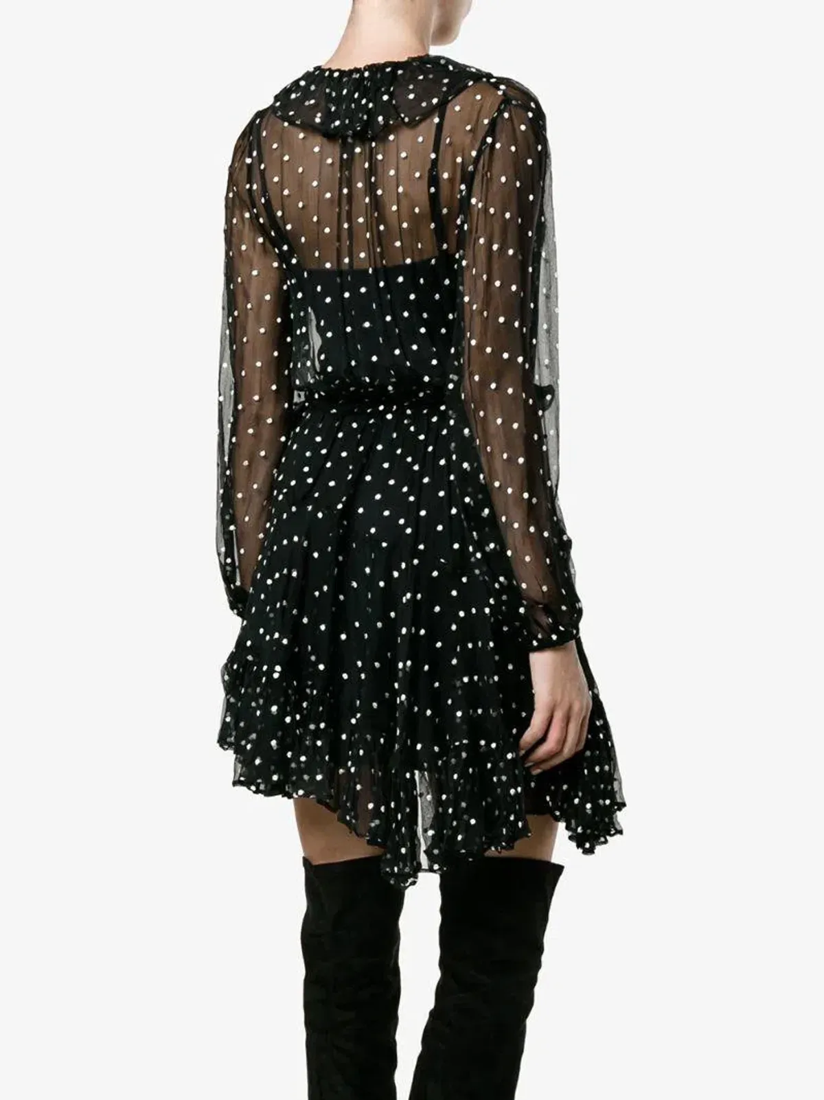 Zimmermann Silk Ruffle Polka Dot Wrap Mini Dress Black Size 8 - Image 3