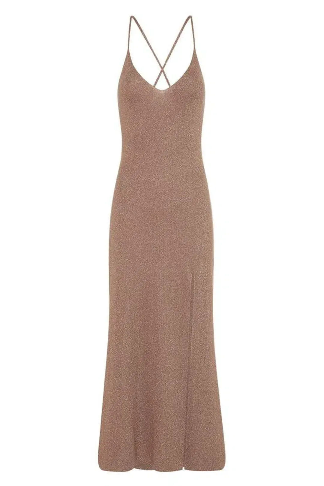 Spell Petra Metallic Knit Slip Dress Brown Size 12 for rent on The Volte - main image