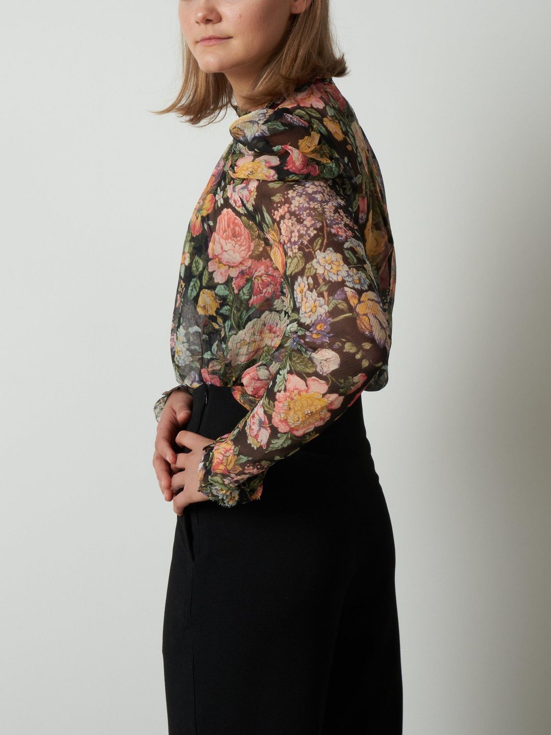 Zimmerman Ladybeetle Draped Sleeve Top Midnight Floral Size 2/AU 12 for rent on The Volte - main image