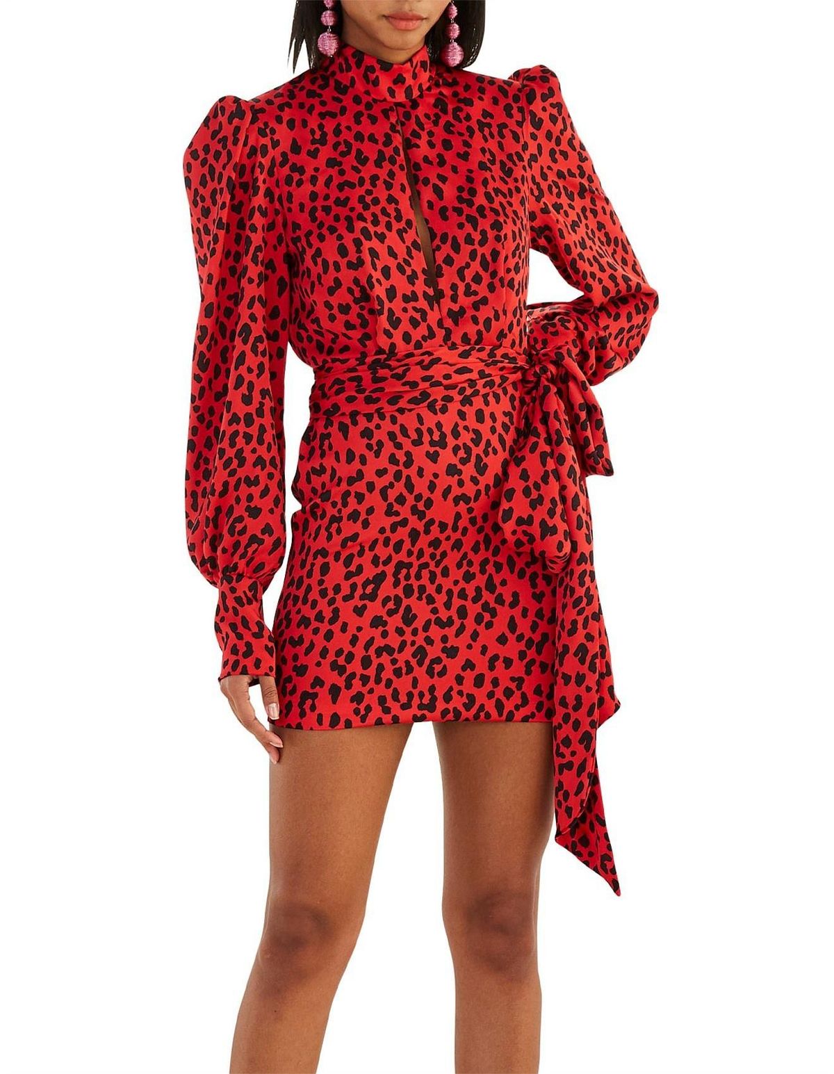 By Johnny Ruby Leopard Cuffed Mini Dress Print Size 6 for rent on The Volte - main image