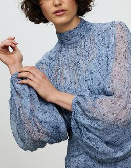 Shona Joy Harmony High Neck Ruched Mini Dress Blue Size 8 for rent on The Volte - image 2