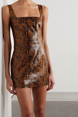 Gauge81 Kaoma Snake Effect Faux Leather Mini Dress Print Size 8 for rent on The Volte - image 2