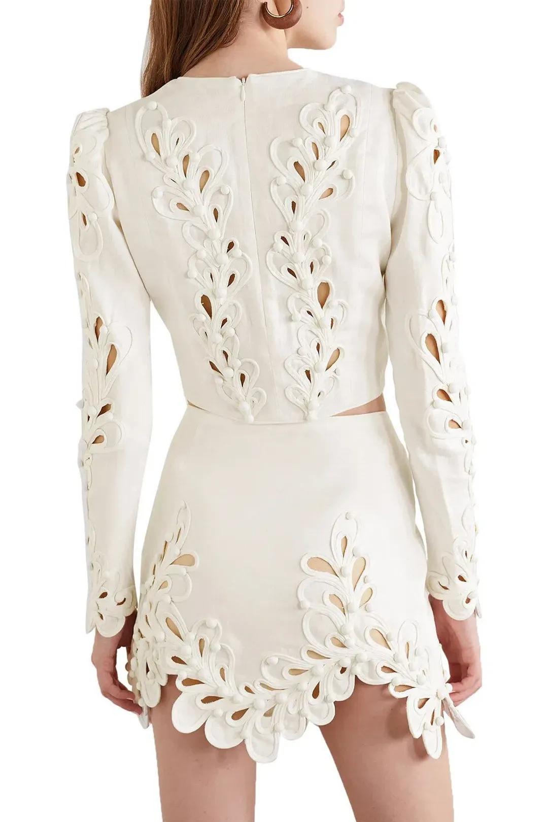 Zimmermann Brightside Rouleaux Bodice Size 8 and Mini Skirt Size 6 Set Ivory for rent on The Volte - main image