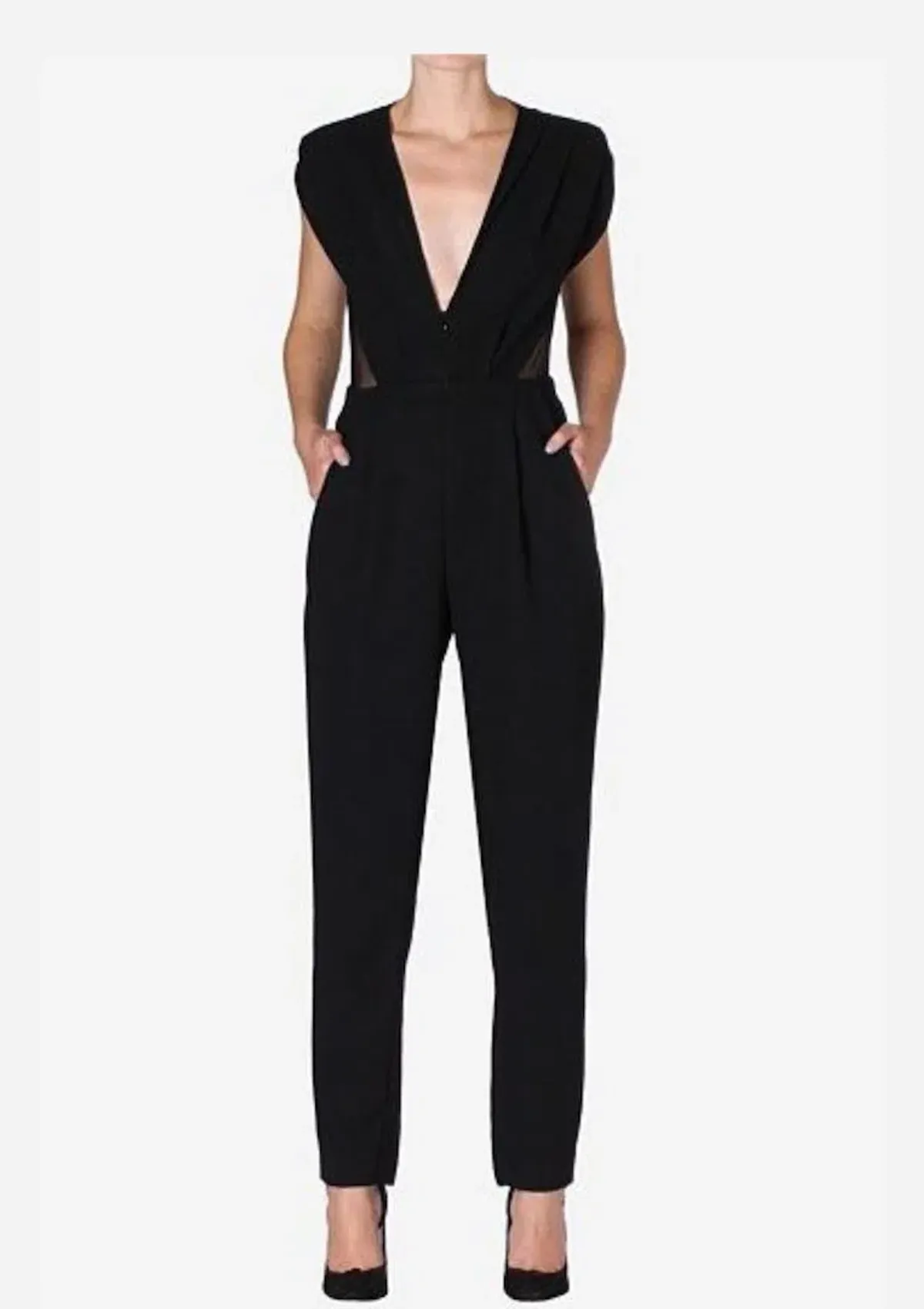 Carla Zampatti Cavier Crepe Jumpsuit Black Size 14 for rent on The Volte - main image