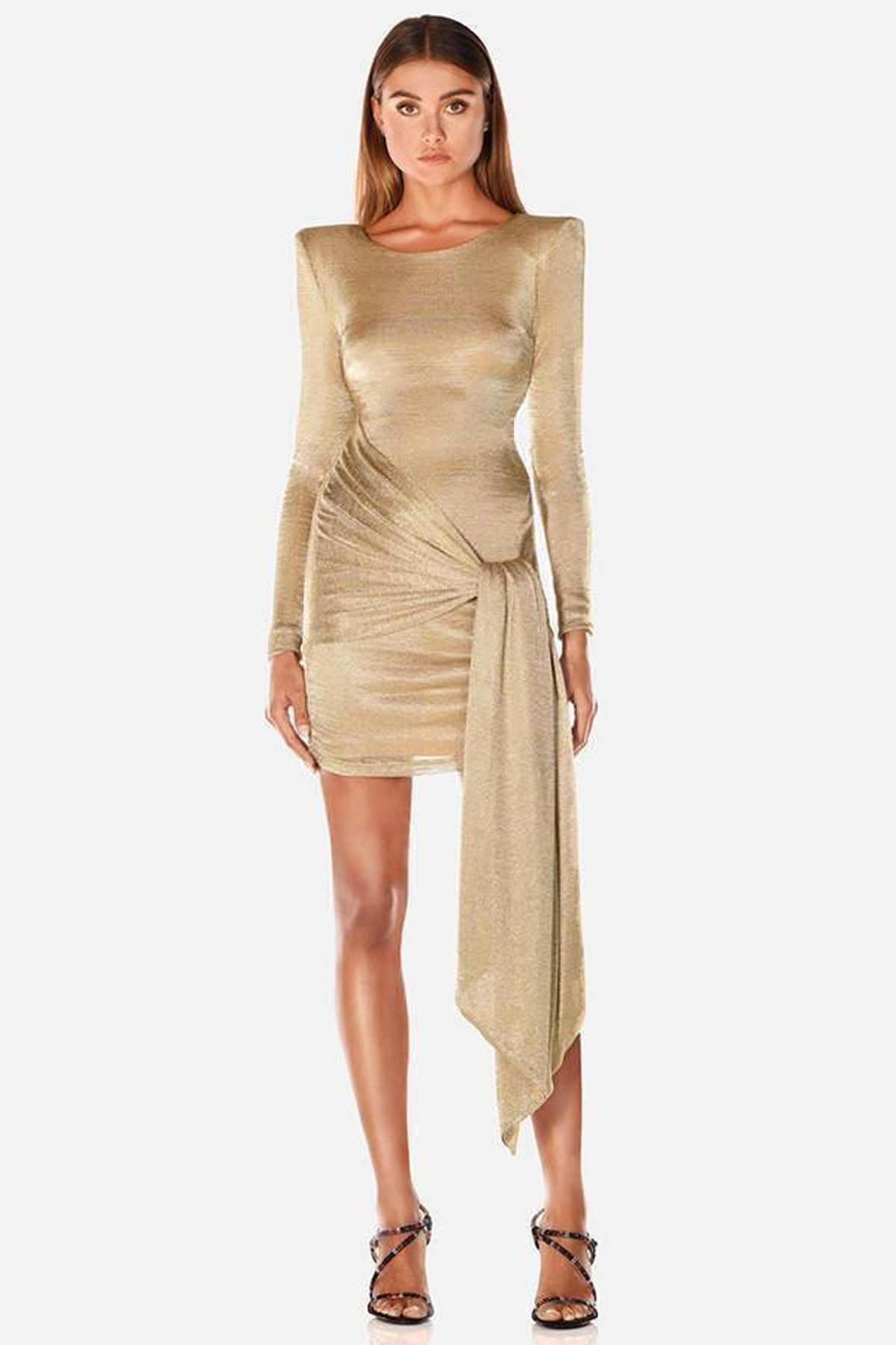 MISHA Sahara Mini Dress Gold Size 6/XS for rent on The Volte - main image
