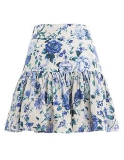 Zimmermann Moncur Flounce Short Skirt Aquamarine Floral Size 8 for rent on The Volte - image 2