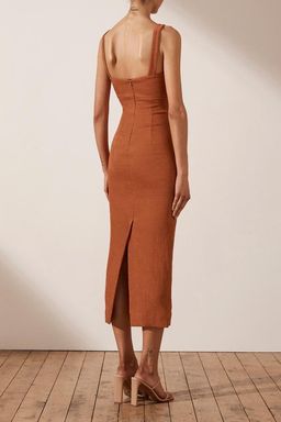 Shona Joy - Simone Fitted Cut Out Midi Dress - Terracotta for rent on The Volte - image 2