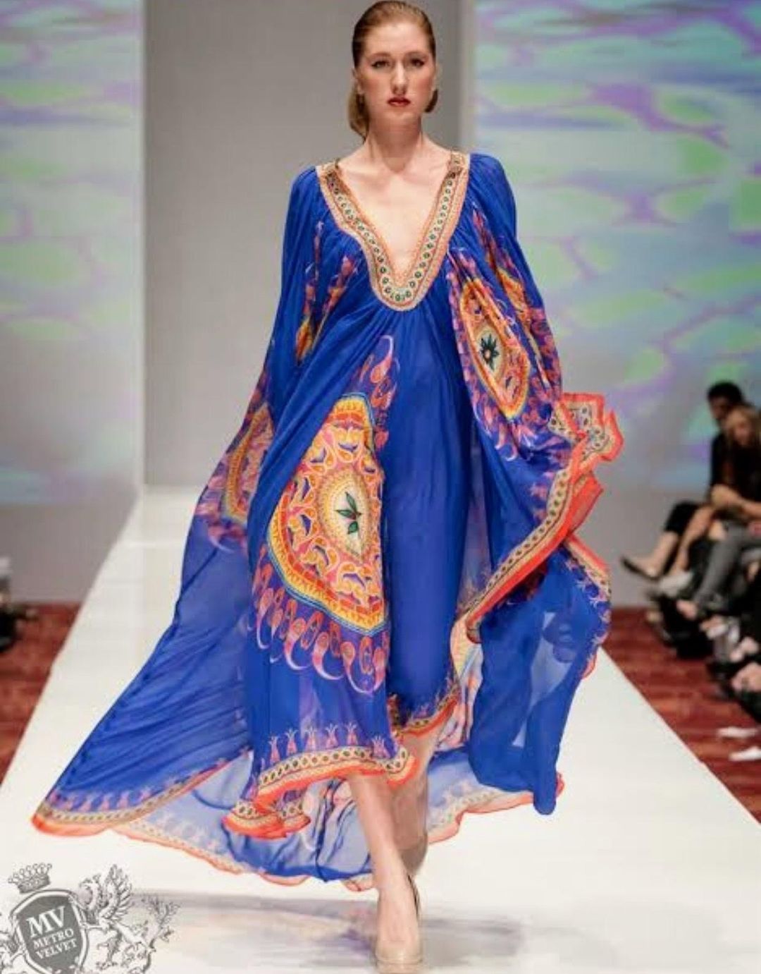 Camilla Oprah Cape Kaftan Blue One Size for rent on The Volte - main image