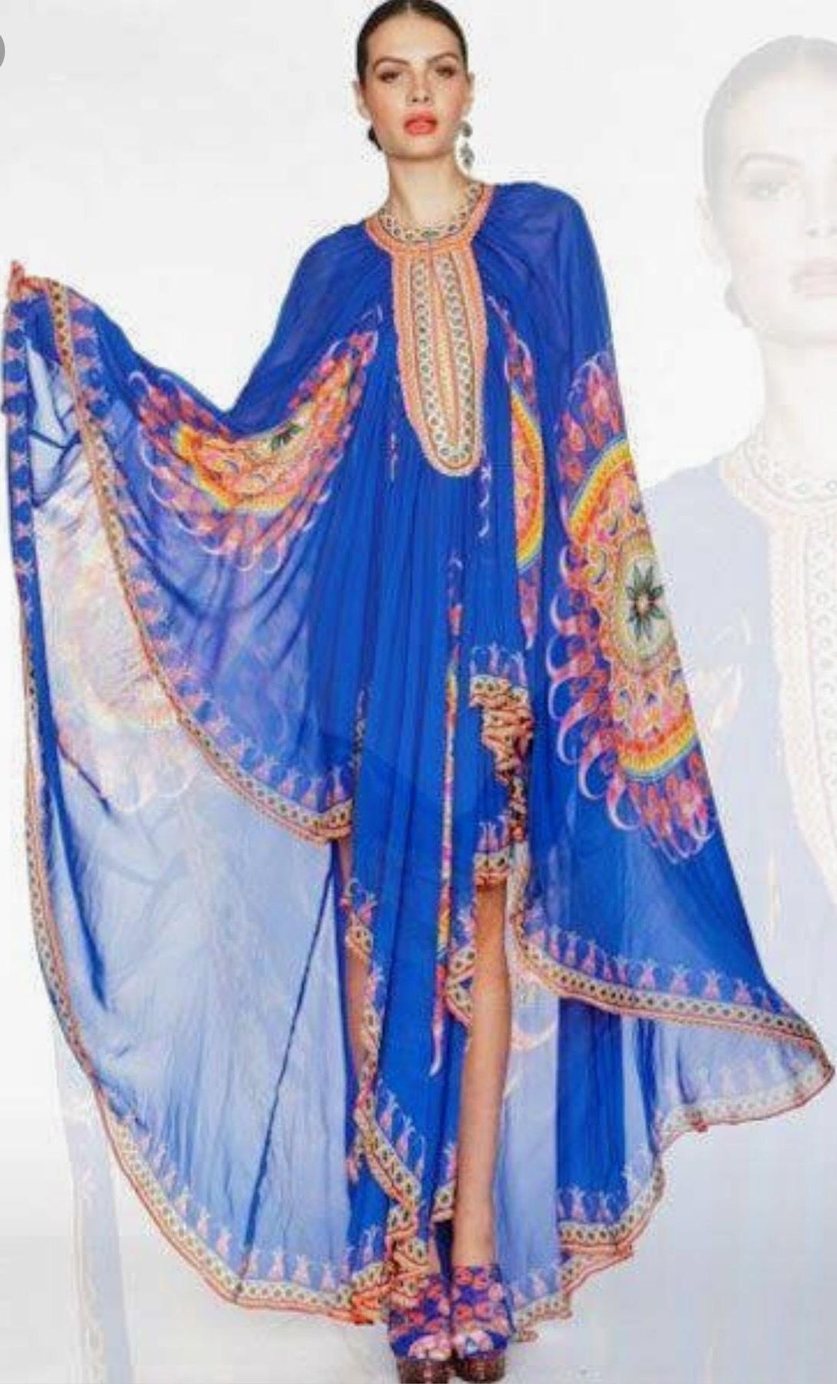 Camilla Oprah Cape Kaftan Blue One Size - Image 2