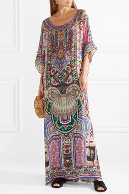 Camilla The Long Way Home Embellished Printed Silk Crepe De Chine Kaftan Size 14 for rent on The Volte - image 2