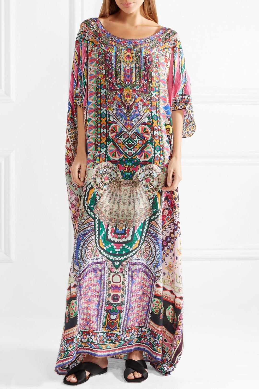 Camilla The Long Way Home Embellished Printed Silk Crepe De Chine Kaftan Size 14 for rent on The Volte - main image