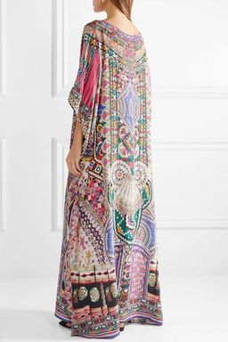 Camilla The Long Way Home Embellished Printed Silk Crepe De Chine Kaftan Size 14 for rent on The Volte - image 3