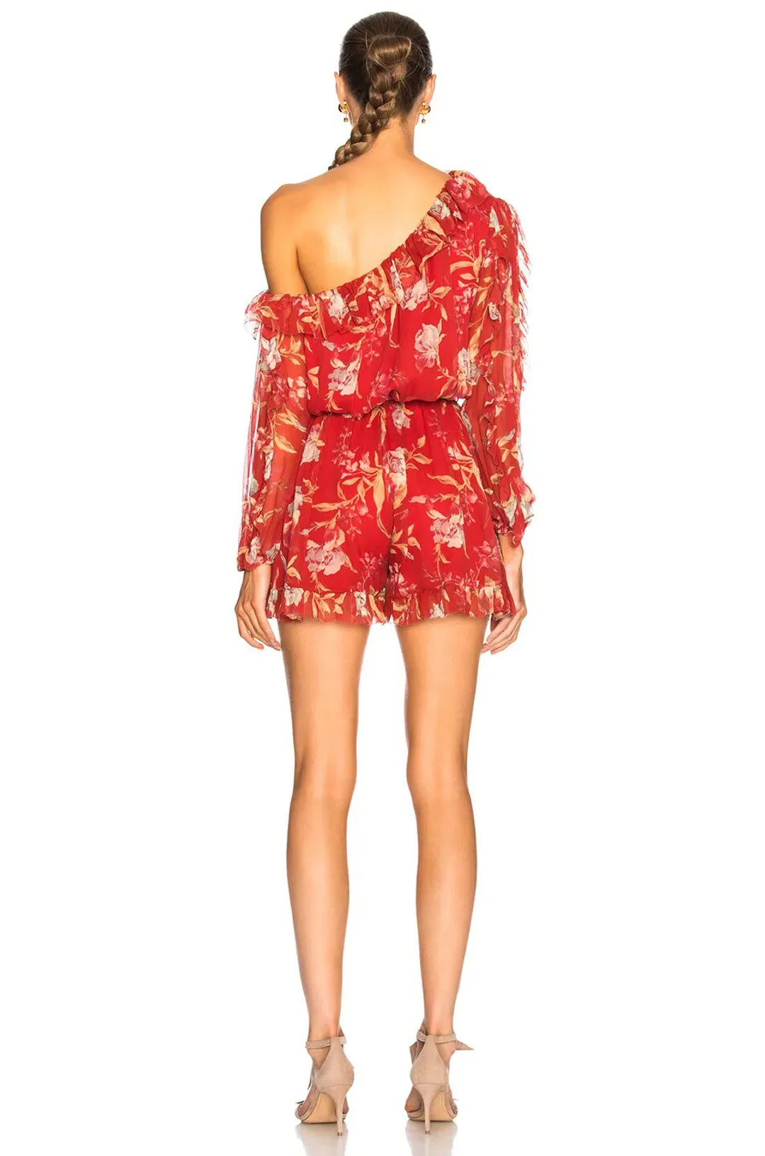 Zimmermann Corsair Iris Playsuit Red Floral Size 0 / AU 8 for rent on The Volte - main image