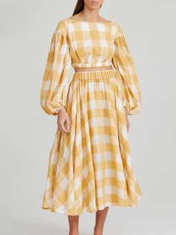 Acler Sutherland Top and Skirt Set Canary Check Size 12 for rent on The Volte - image 5