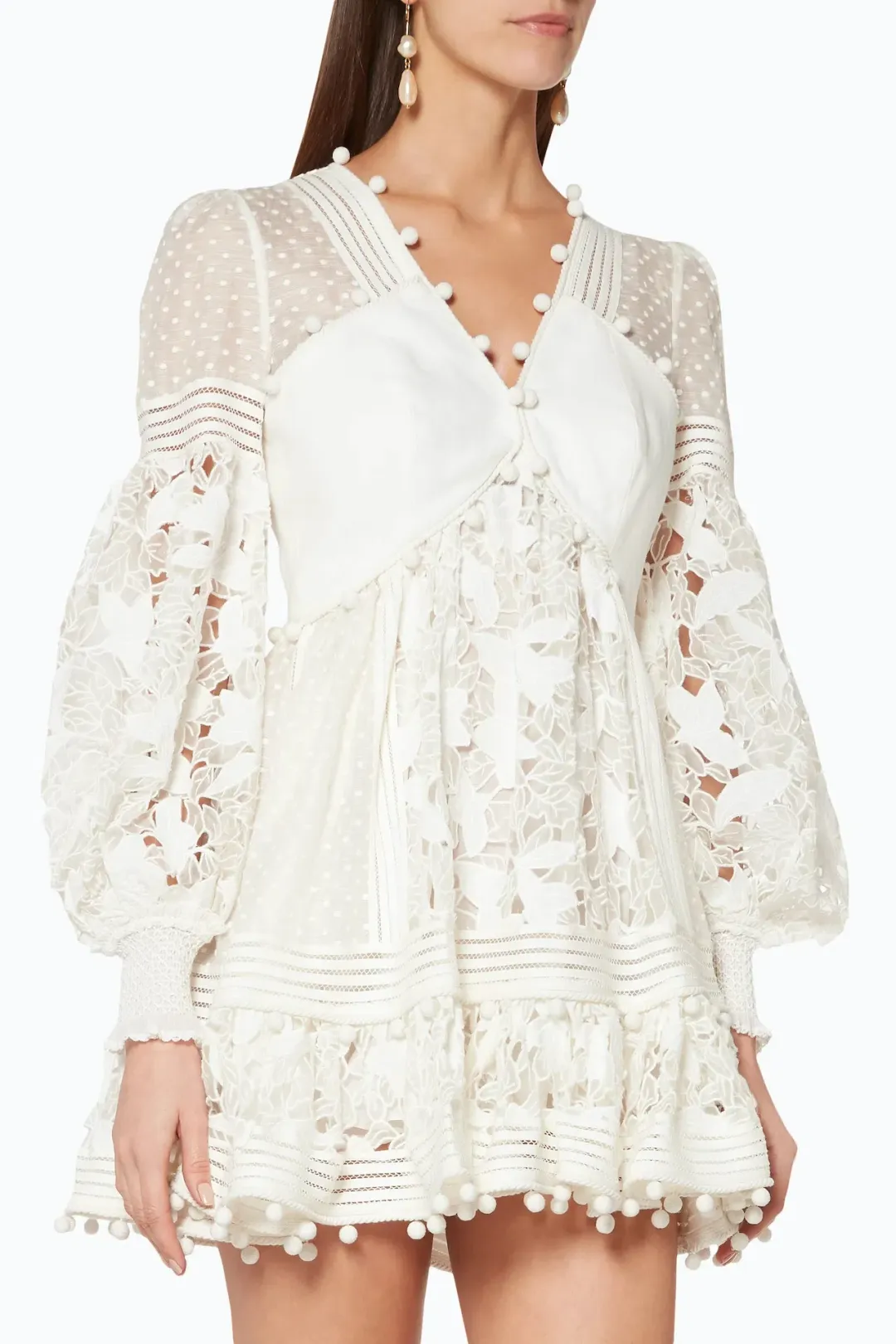 Zimmermann Corsage Embellished Mini Dress Ivory Size 6 for rent on The Volte - main image