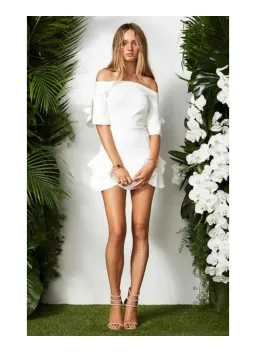 Maurie and Eve Jagger Off Shoulder Mini Dress White Size 6 for rent on The Volte - image 2