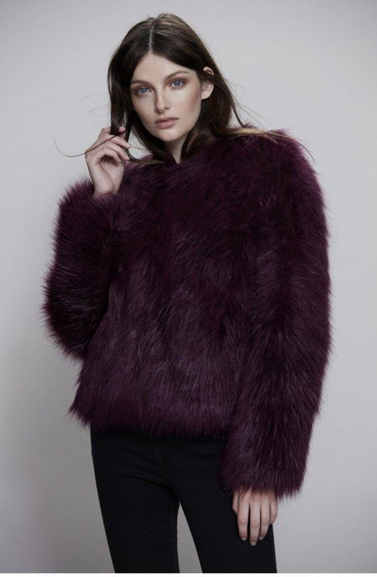 Unreal Fur Dream Jacket in Plum size 8 - Image 4